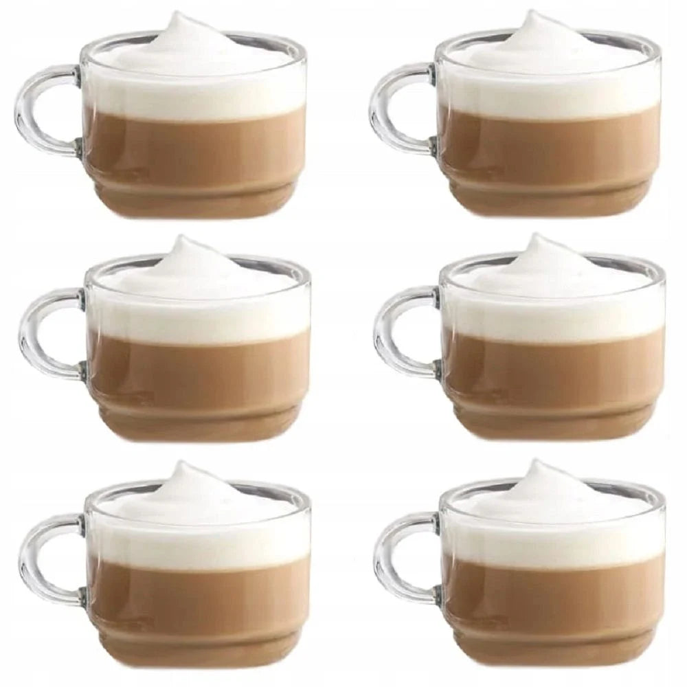 LAV Cozy Coffee Cup Set  270 cc (270 ml)  6 Pieces  Clear Glass Mugs for Coffee, Tea & Hot Beverages