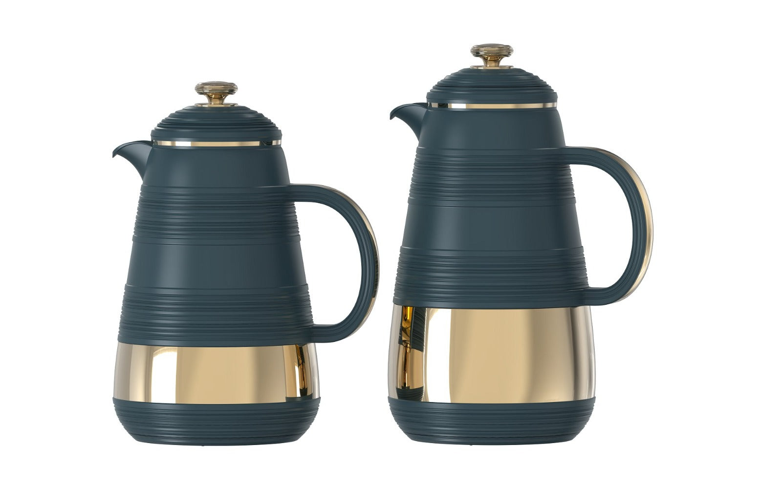 1.0L + 0.7L Vacuum Flask Set  2 Pieces  Dark Blue  Double Wall Insulated Thermal Bottles for Hot & Cold Beverages