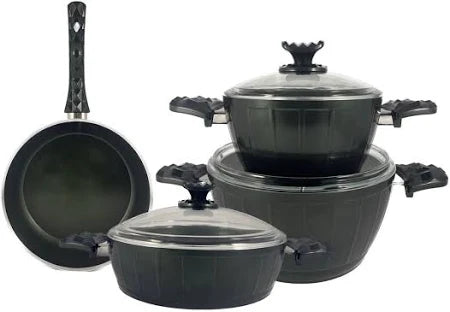 7-Piece Farah Cookware Set  PFOA-Free Ceramic Non-Stick Surface  Tempered Glass Lids  Green  Elegant & Functional Cookware for Healthy Cooking